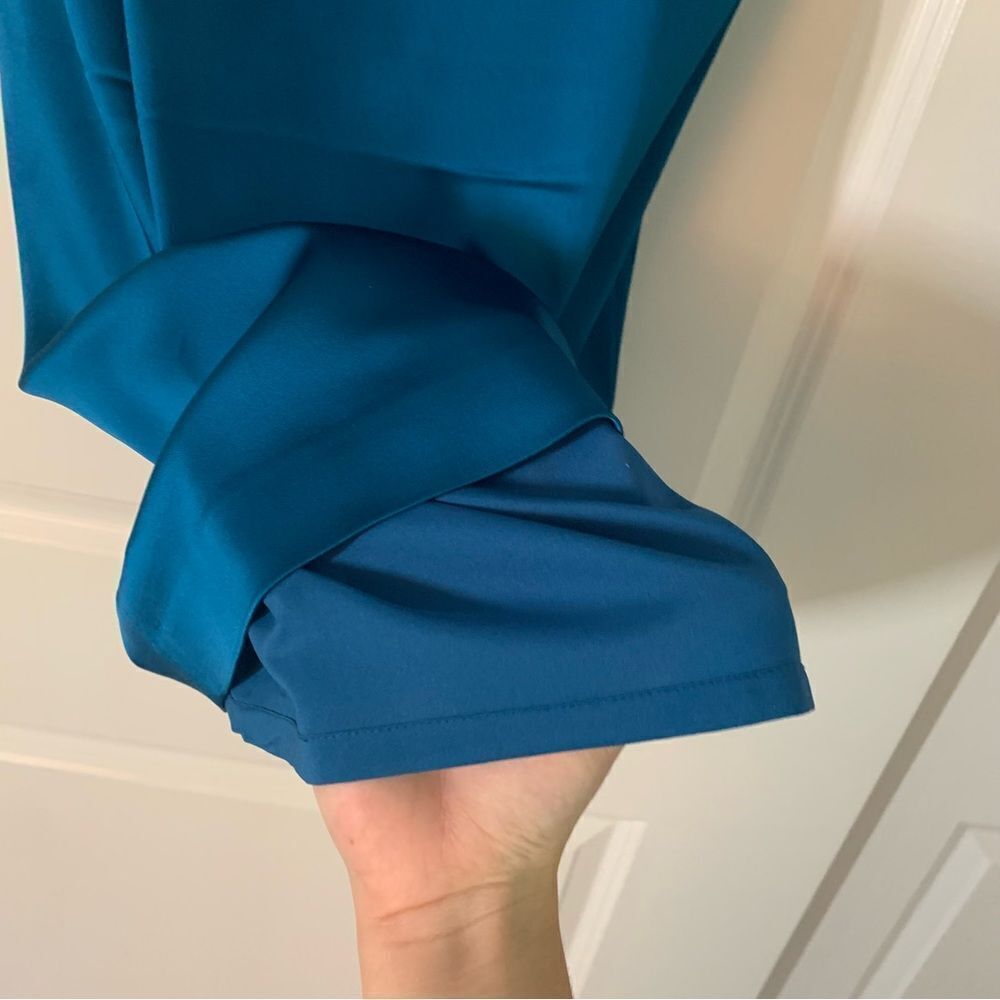 Womens Blue Satin Cocktail Midi Dress - Picture 3 of 6